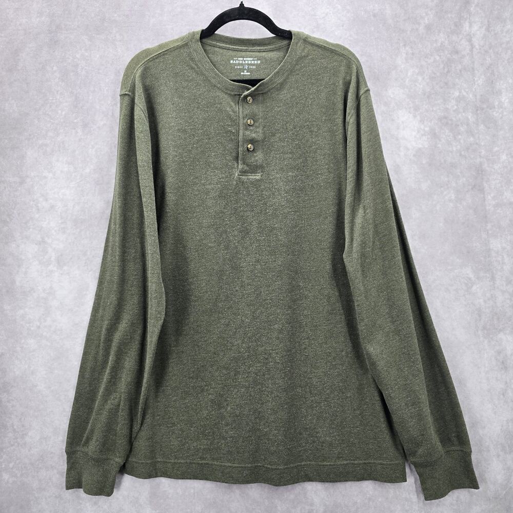 Saddlebred Green Long Sleeve Pullover Cotton Tshirt Tee‎ Sweater Mens Large Tall